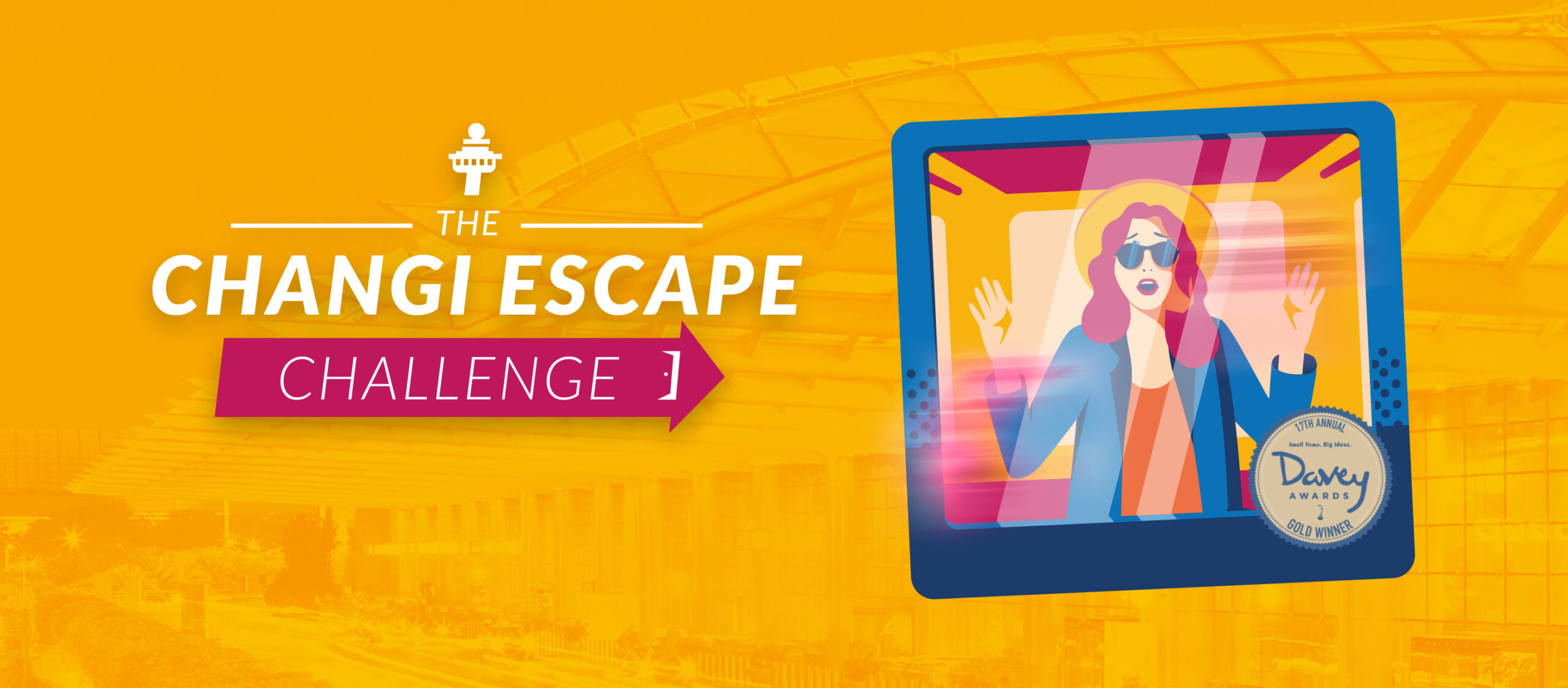 illustration of a woman in a train from the changi escape challenge