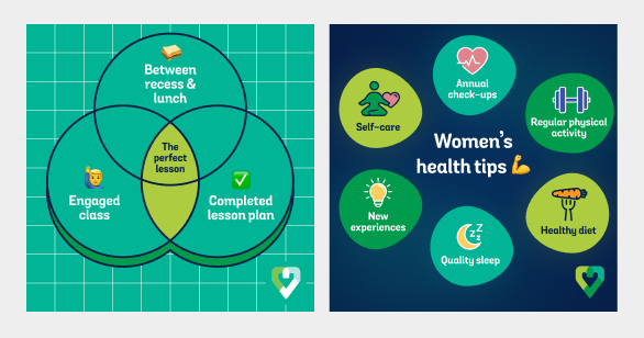 Two social posts for Teachers Health placed side by side